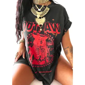 OUTLAW WOMEN BLEACHED OUT SIDE SLIT TEE