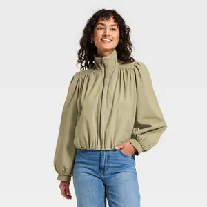 Women's Cropped Femme Twill Bomber Jacket - Universal Thread