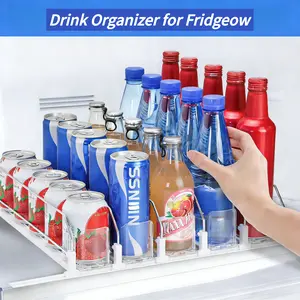 Herryero Fridge Storage Organizer with Auto-Feed - Keeps 12oz/16oz Cans Cold & Organized, Fits Most Standard Cans, 3 or 5 Row Capacity for Outdoor Use