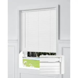 No Drill Blinds for Windows 1" Vinyl L-Shaped Slats Cordless Mini Blinds for Home, for Window Size 30" W × 64" H White