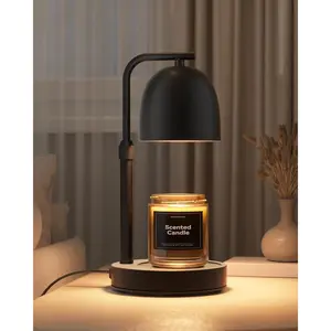 Candle Warmer Lamp with Timer Dimmable, Black Candle Warmer for Jar Candles, for & Men, Office, Warming Gift, Wax Melt Warmer with 2 Bulbs