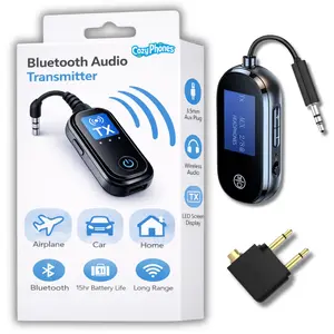 CozyPhones Bluetooth Audio Adapter for Airplane Tablet Headphone Jacks Wireless Transmitter 3.5mm AUX Plug Travel Essential