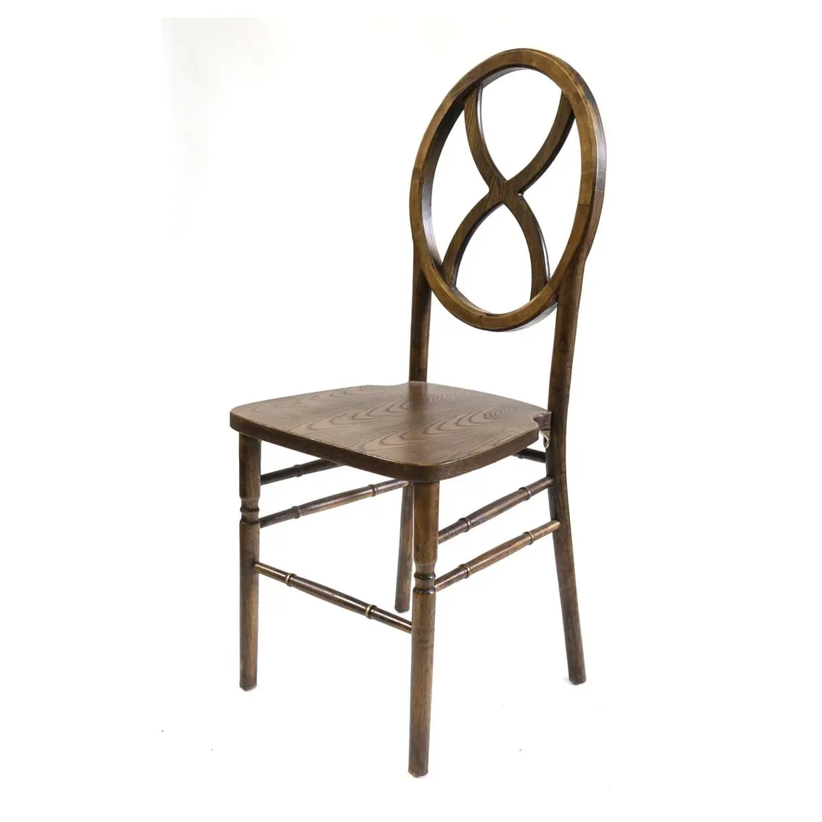 Veronique Series Stackable Sand Glass Wood Dining Chair - Dark Walnut, Commercial Seating Products W-411-VR-SandGlass-RDDW, Handcrafted, Durable, 11 lbs, 16" H x 16" W x 38.8" D Dining Chairs, Rustic Farmhouse Decor, Solid Wood
