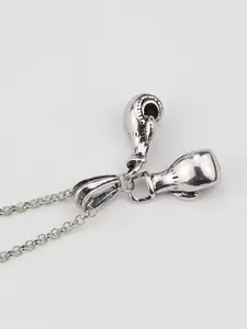 Men's Boxing Glove Pendant Necklace, Unique Gym Sport Gift, Minimalist Sweater Chain Jewelry, Versatile Fall Winter Accessory, Punk Style Necklace