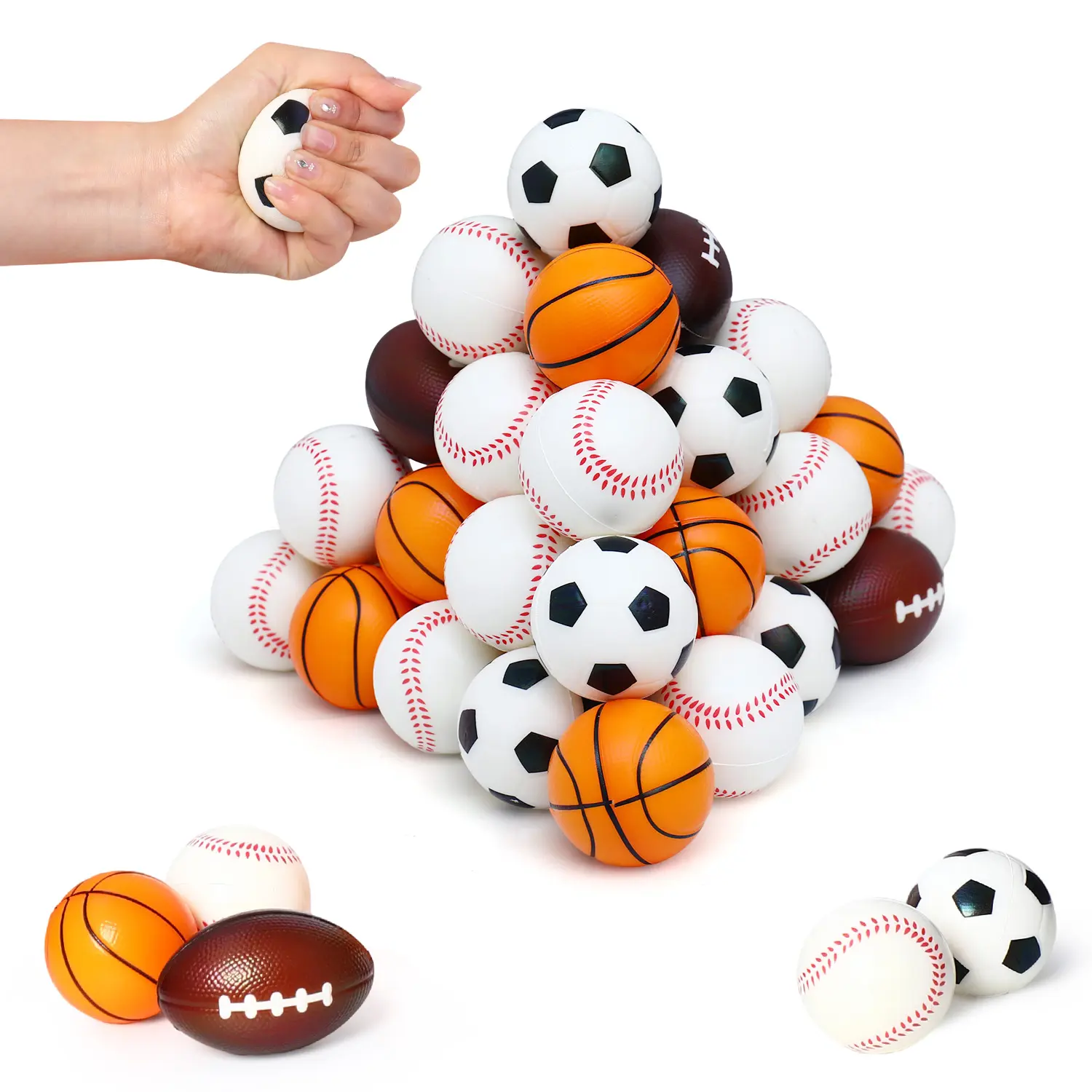 BETTY21 Sports Squishy Stress Balls (24 Pieces, 8/16 Piece Options), Non-Toxic BPA-Free PU Fidget Toys, Baseball-Themed Sensory Balls for Toddlers, Fine Motor Skills Boosters, Playdate & Car Ride Calm-Down Toys, Birthday Party Favors & Holiday Gifts, Endl