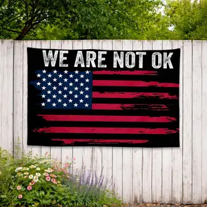Upside Down American Flag Anti Trump Sign We Are Not Ok Banner Protest Anti Maga Political Merch Resist Fdt