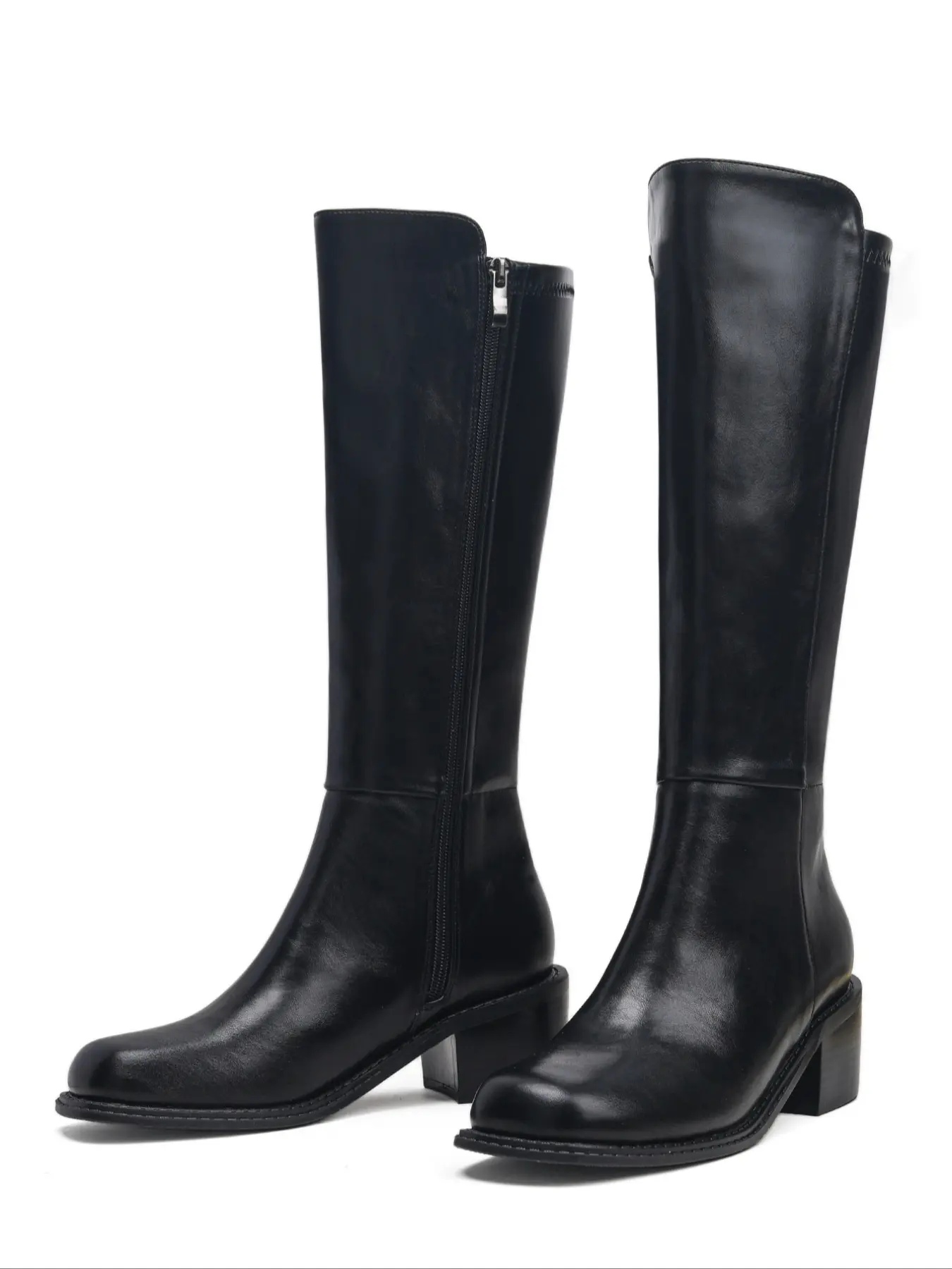 Women's Plaid Riding Boots, Low Heel, Side Zipper, Square Toe, Durable Rubber Sole, Wide Calf, Cowboy Style, All Seasons, Western Boot, Cowgirl Boots