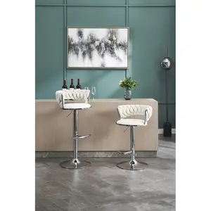Bar Stools/dining chairs(Set of 2),with Chrome Footrest and Base Swivel Height Adjustable Mechanical Lifting Velvet + Chrome  Leg Simple Bar Stool