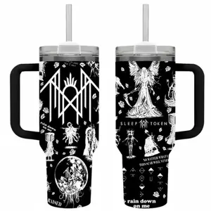 Vintage Sleep Token Band Graphics Portable Metal Water Bottle - 40oz/20oz Durable Flask with Lid, Home Supplies Storage Tumbler, Gift for Band Fans