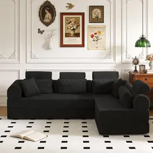106.3-inch living room sofa, modular combination sofa set with deep seat cushions and throw pillows, frameless sofa, no assembly required compressed sofa
