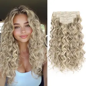 Summervibes Curly Hair Extensions,16Inch Clip in Hair Extensions 4Pcs Short Soft Natural Hairpiece Lace Weft Curly Wave Clip Ins Extensions Invisible for Women Daily Use,Chocolate Brown with Dark Brown
