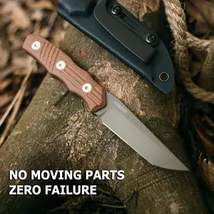 JoyRaining - Kestrel EDC Fixed Blade Utility Tool -Brown Micarta Handle with D2 Steel Blade, Titanium Coated Geometric Blade, Ideal for demanding EDC,Outdoor,Campling tasks