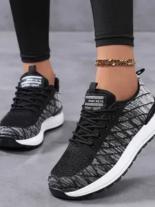 Breathable Anti-Odor Running Shoes for Men and Women, Flyknit Mesh High Elastic Shock Absorption Non-Slip Sport Casual Shoes