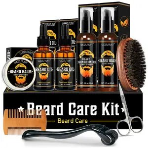 Beard Kit for Men Grooming & Care W/Beard Wash,3 Packs Beard Oil Beard Balm Leave-in Conditioner Premium