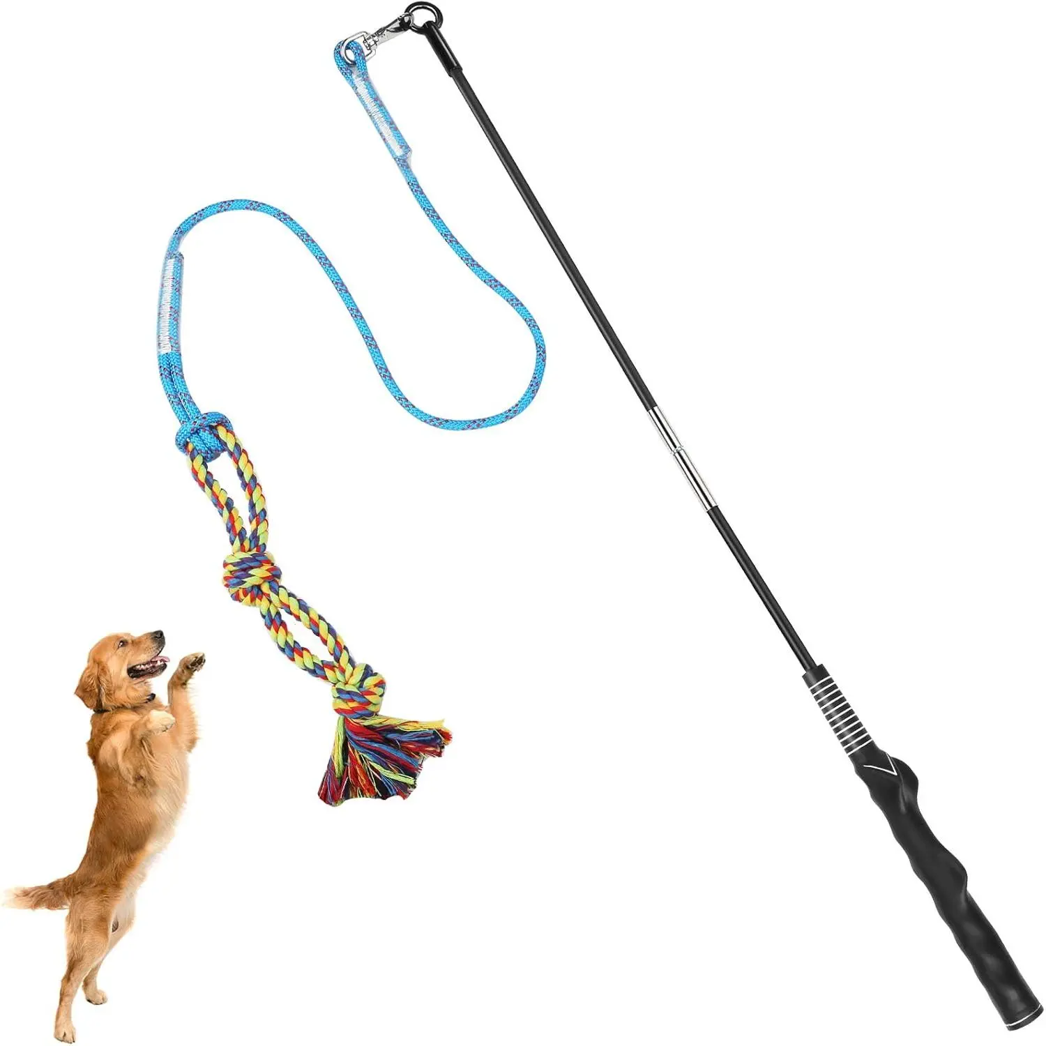 Flirt Pole for Dogs Interactive Dog Toys for Large Medium Small Dogs Chase and Tug of War, Dog Teaser Wand with Lure Chewing  for Outdoor Exercise &