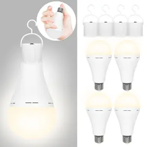 Energy-saving Emergency Rechargeable Light Bulbs 60 Watt,Warm White 3000K A21 Battery Powered Light Bulb E26 Base,Multi-Function Battery Backup  for Power Outage Camping Outdoor Activity,2/4/8Pack