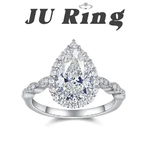 #2 A2 (Halo Pear-Shape) 3 ct 925 Sterling Silver Lab-Grown Moissanite Main Ring  Gifts for Women Stacks Engagement Wedding Rings Bridal Rings