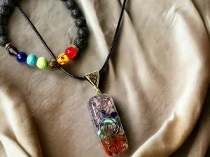 Chakra Orgonite Energy Generator Necklace with Bracelet