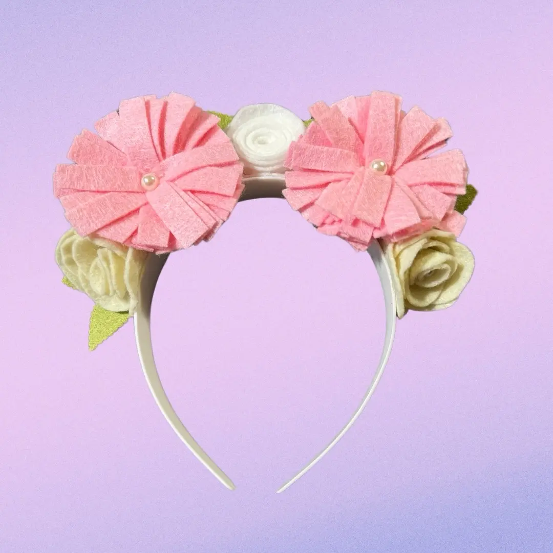 Felt flower headband - plastic headband
