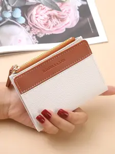 Women's Minimalist Casual Plain Color Card Holder, Lightweight Cardholder, High-quality Letter Print Zipper Wallet, Perfect Birthday Gift and Accessory