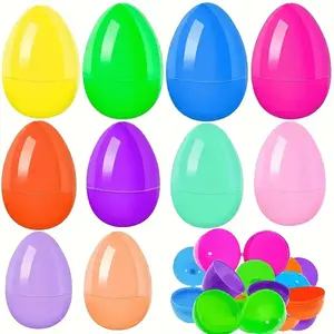 50pcs, Bright Plastic Easter Eggs, Fillable, Comes with Numerous Connected Easter Surprise Egg Shells, Suitable for Party Gifts and Treasure Hunt Activities, Random Colors