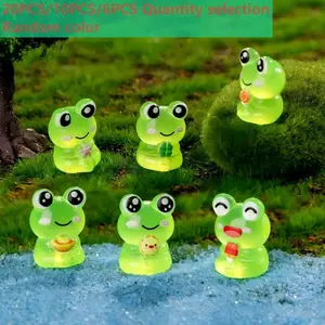 20/10/6PCS creative luminous smiling face frog ornaments pot cut green plants landscaping luminous little frog elf ornaments moss bottle landscaping frog ornaments DIY landscaping frog accessories gifts small frog ornaments frog cute crafts.