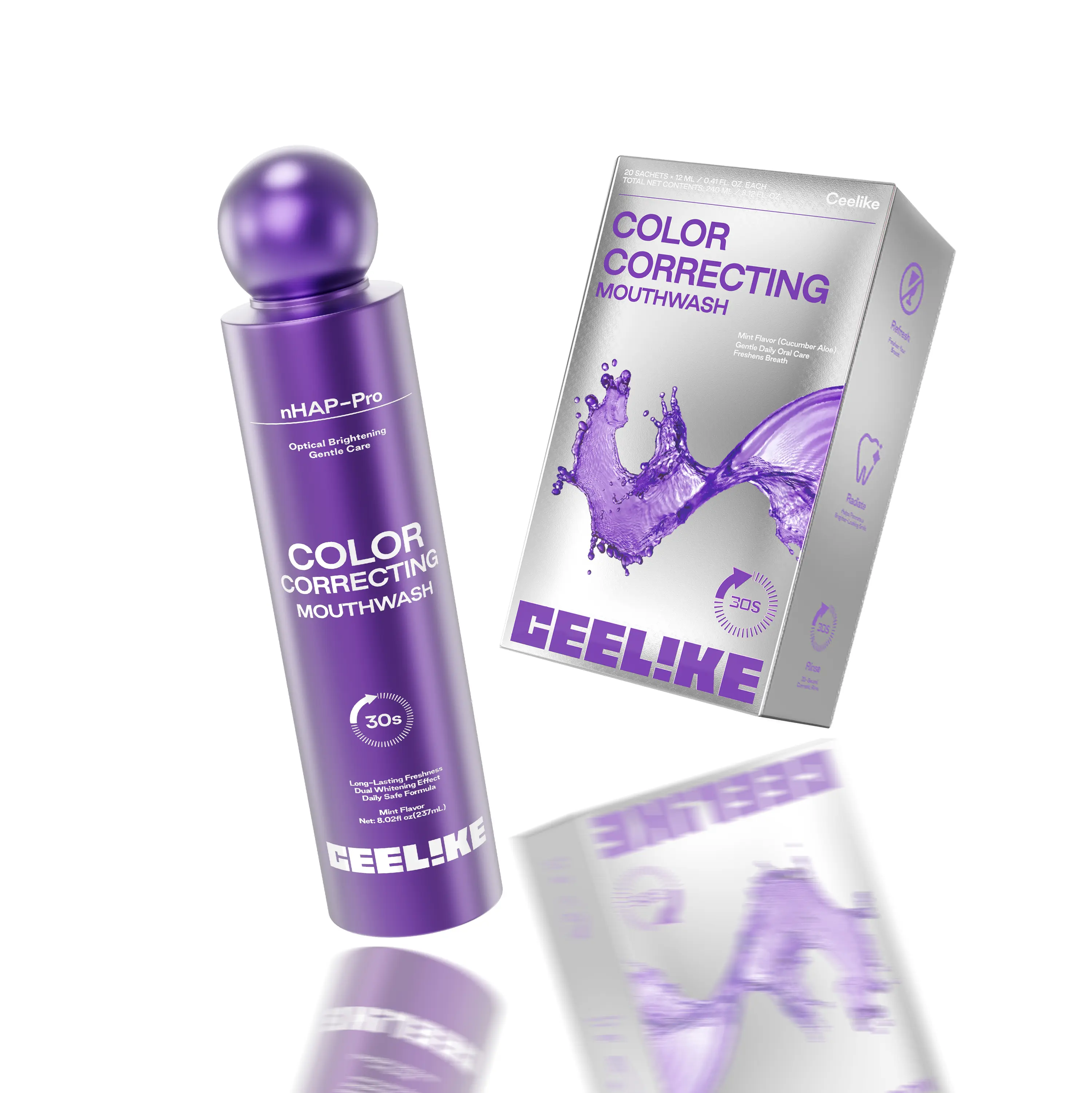 CEELIKE Stain Whitening Mouthwash, Brightens Teeth, Freshens Breath with Essential Oils