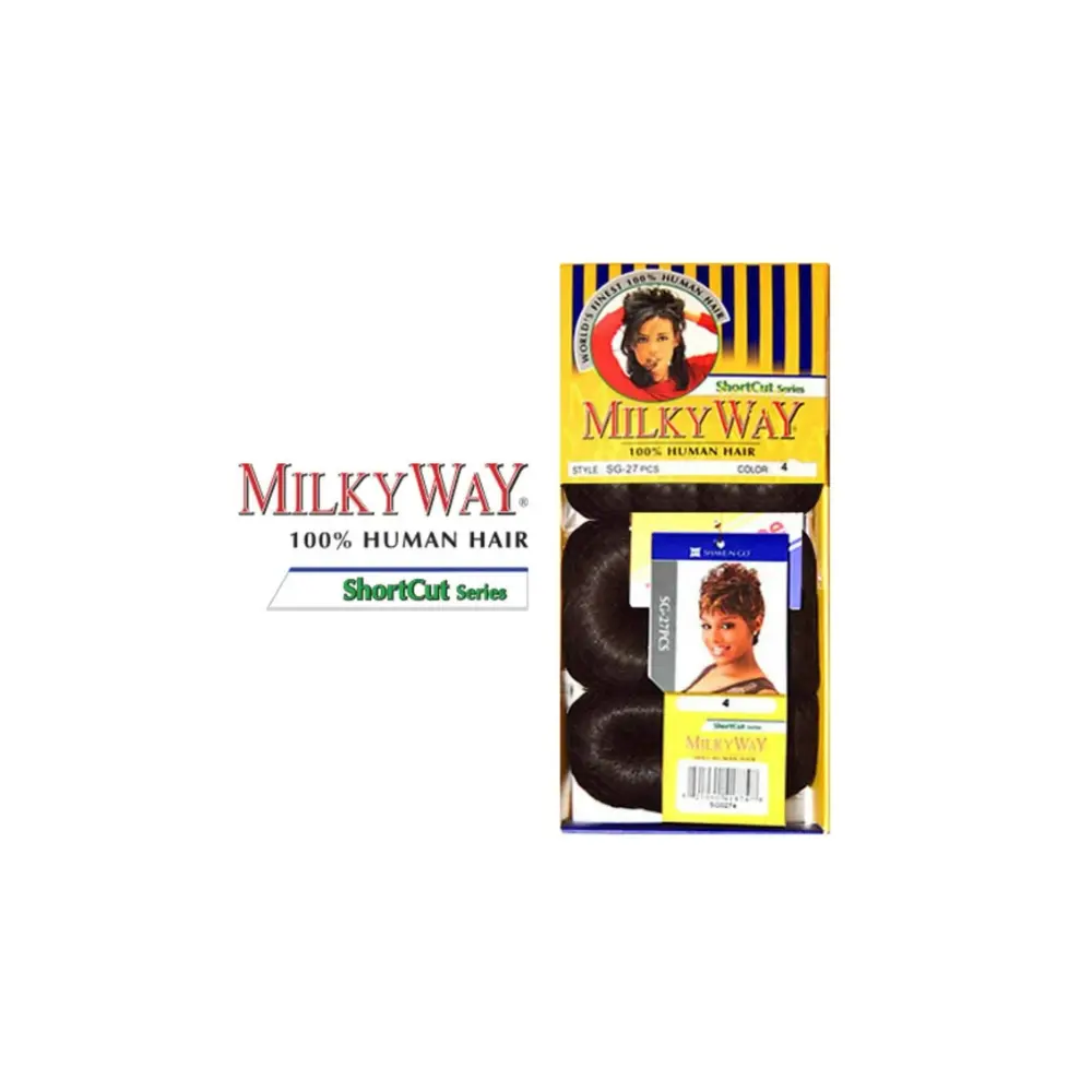 Milky Way Lightweight Human Hair Weave Bundles - 27-Piece Heat Resistant Extensions for Short Layered Styles, Natural Straight Look, Casual Use