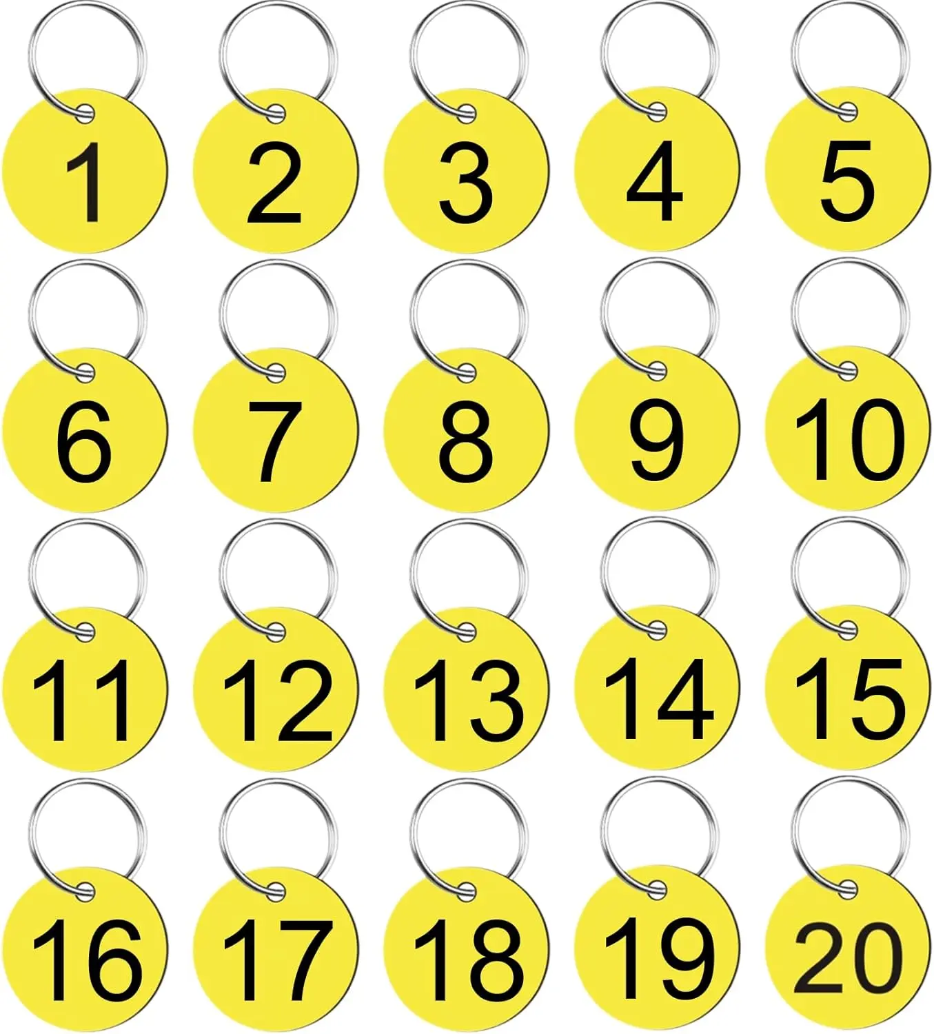Number Tags, Plastic Key Tags with Metal Rings, 34mm Round Numbered Tags, Round Numbered Marking Identification Tags for House Lockers Dormitory Keys Cabinet Key Tags with Labels