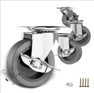 3 Inch Caster Wheels, Casters Set of 4, Heavy Duty Caster with Brake, Locking Castors with Rubber Wheel，Plate Swivel Caster Wheels for Furniture Cart and Workbench BOSGEOT