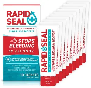 Wound Gel Single Use Packets 10ct | Stops Bleeding in Seconds | for Minor Cuts & Scrapes. Packets for Easy Storage and Restocking for Emergency First Aid Supplies