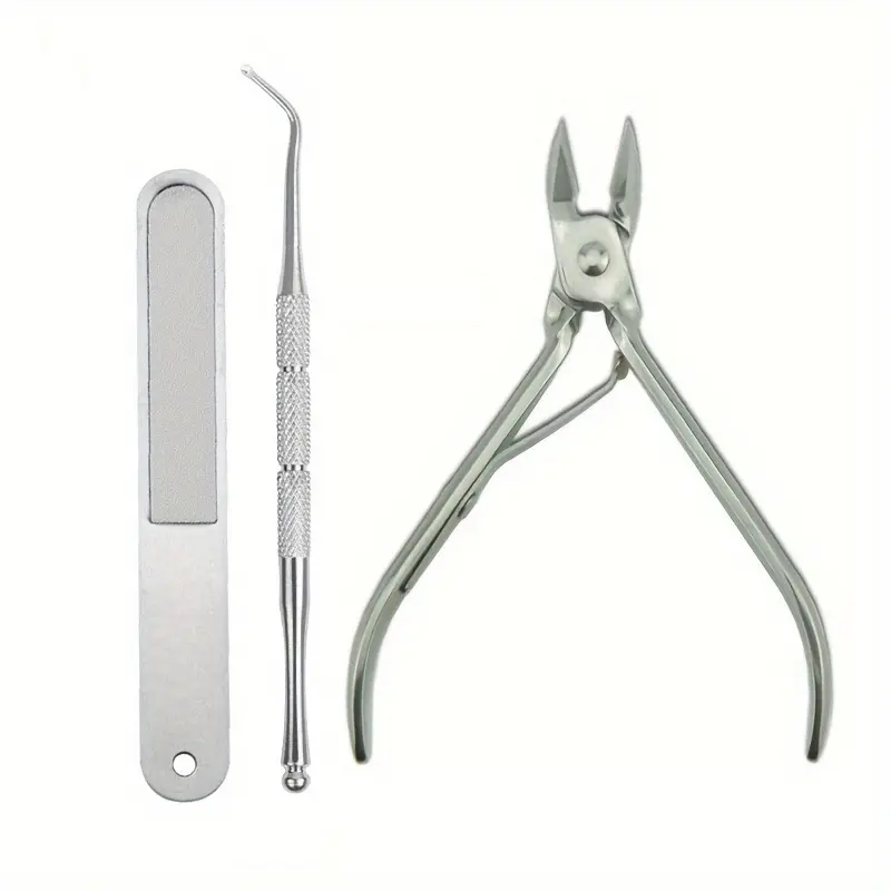 3pcs/set Ingrown Toe Nail Correction Nippers Clipper Cutters Dead Skin Dirt Remover, Paronychia Podiatry Pedicure Care Tool
