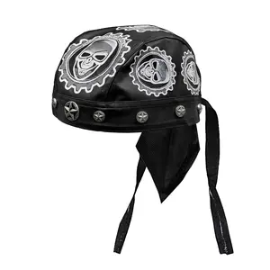 Unisex Biker Bandana Head Wrap Du Doo Do Rag Hat Skull Stars Rivet Headscarf