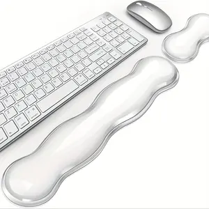 Liu Fei Digital2-Pack Gel Wrist Rest Pads - Ergonomic Non-Slip Keyboard & Mouse Pad, Transparent White soft plastic with Smooth Surf for Office Typing & Gaming, Wrist Pain & Modern Desk Setup, Wrist Rest Pad for Keyboard, Computer Accessory, Modern
