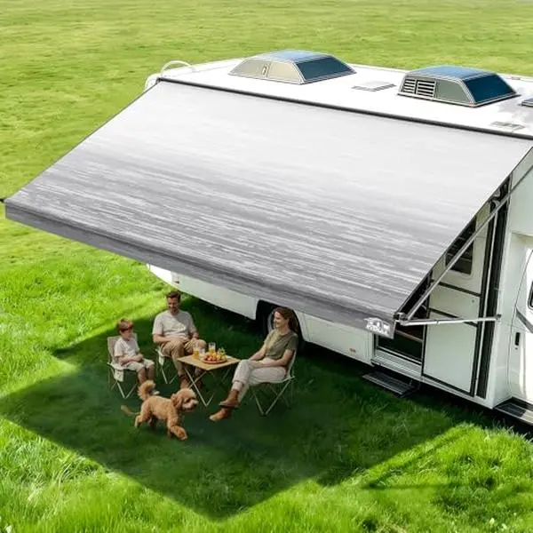 RV Awning Fabric Replacement 15FT-19FT – Camper Awning Replacement, 19.5oz Heavy-Duty Heat-Sealed Vinyl, UV & Weather Resistant, Sunproof, Universal Awning for RVs, Motorhomes, Campers