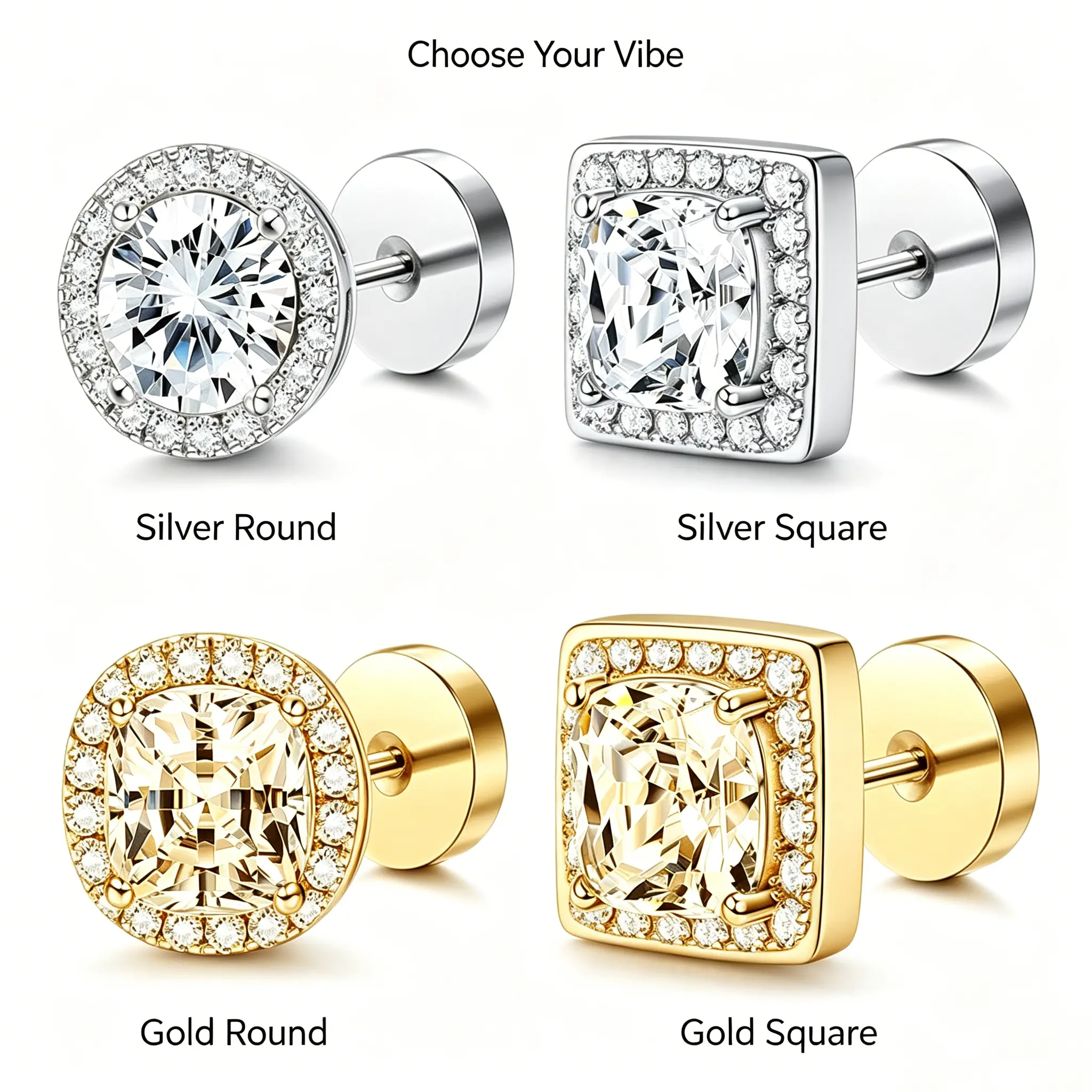 Viral Gen Z GRWM Aesthetic Must Have, Cushion Round Moissanite Stud Earrings, Daily Casual Date Night Everyday Outfit, S925 Silver Post Nickel Free Hypoallergenic Dainty Sparkling Minimalist, Luxury Star Vibe Piercing Jewelry Gift for Women Teen Girls