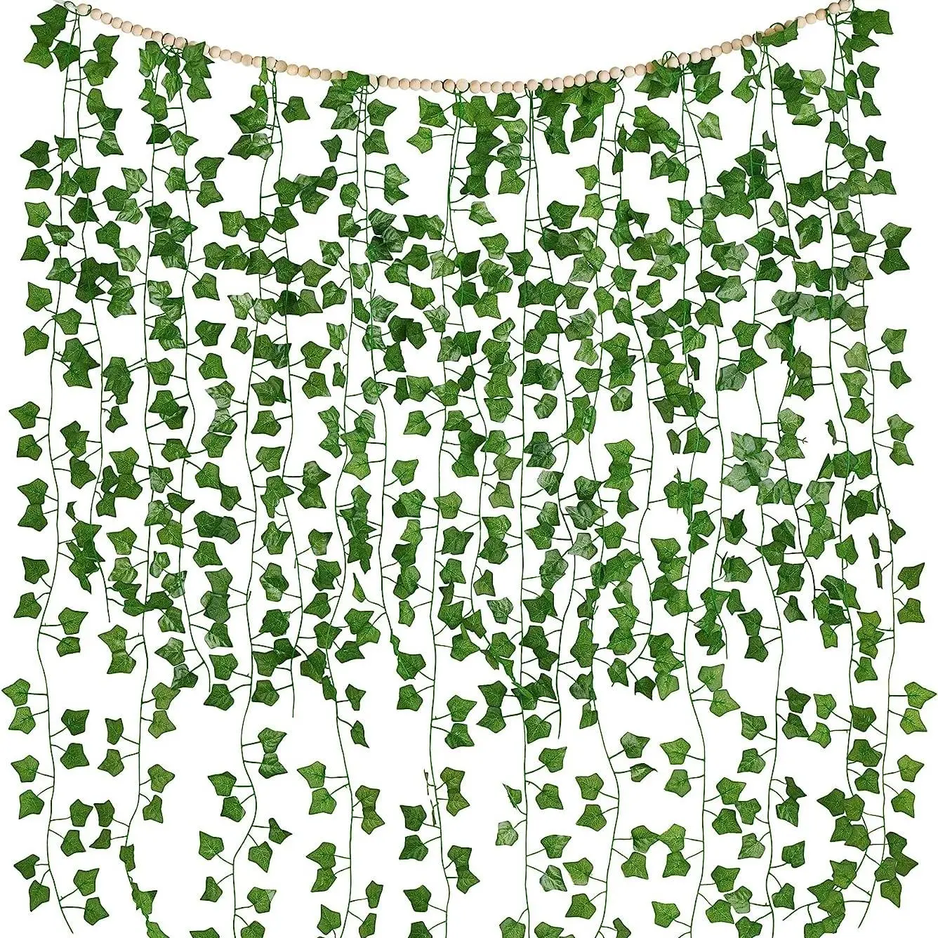 Artificial Vines, 13/26pcs Hanging Artificial Plant Vines With Wooden Beads, Artificial Plant Hanging Decoration For Living Room & Bedroom