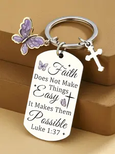Faith Christian Gifts for Women, Cross Bible Verse Keychain, Inspiring Faith, Religious Gift for Pastor Sister Mom, Christmas Stocking Stuffer, Baptism Spiritual Gift