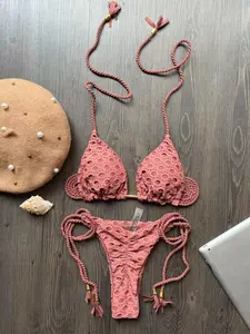 Women's Solid Bikini Set, Ruched Knot Bikini, Wrapped Bikini Set, Casual Fashion Chic Swimwear Set for Beach Holiday Vacation, Ladies Swimsuit for All Seasons, Summer Swimsuit Set, Bikinis Sets