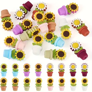 30 soft silicone sunflower beads with center holes, suitable for DIY jewelry, keychains, scrapbooks, floral crafts - non-toxic, durable, easy to string - very suitable for beginners and experts - very suitable as gifts for artisans - a large number of flo