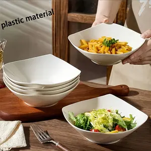 6 Counts Large Plastic Square Nesting Bowls Set, Party Salad & Fruit Bowls, Salad Serving Bowls, Candy Buffet Containers, Square Cereal, Soup & Pasta Bowls, Suitable for Dinner, Desserts, Salads & Fruits