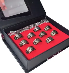 Premium Naruto Akatsuki Rings Set Anime Symbol Rings Collectible Cosplay Jewelry with Gift Box enthusiast jewelry gift cute kid adult Mother’s Day gift lover