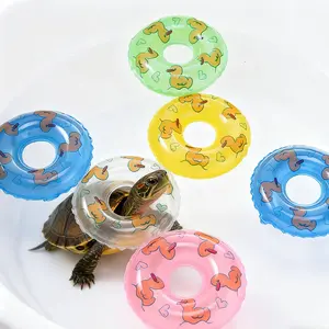 Multi-Pack Inflatable Mini Swimming Rings, Small Pet Bath Toys, Duck Pattern Floating Swim Circle, Indoor Aquarium Decor, Fish Tank Accessories