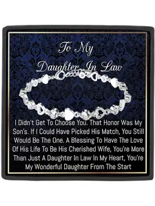 To My Daughter in law Link Bracelet with Card & Gift Box Packaging, Perfect Jewelry Gift for Birthdays & Christmas
