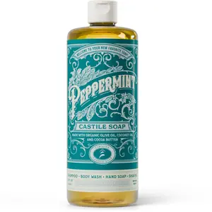 Carolina Castile Soap Peppermint Infused Organic Olive Oil Body Wash & Hand Soap Highly Concentrated Vegan Cleanser Made in USA