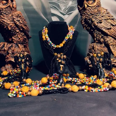 Santamuerte Necklace & Bracelet Set, Curated Conssecrated Santa Muerte Accessories Set - Model 1