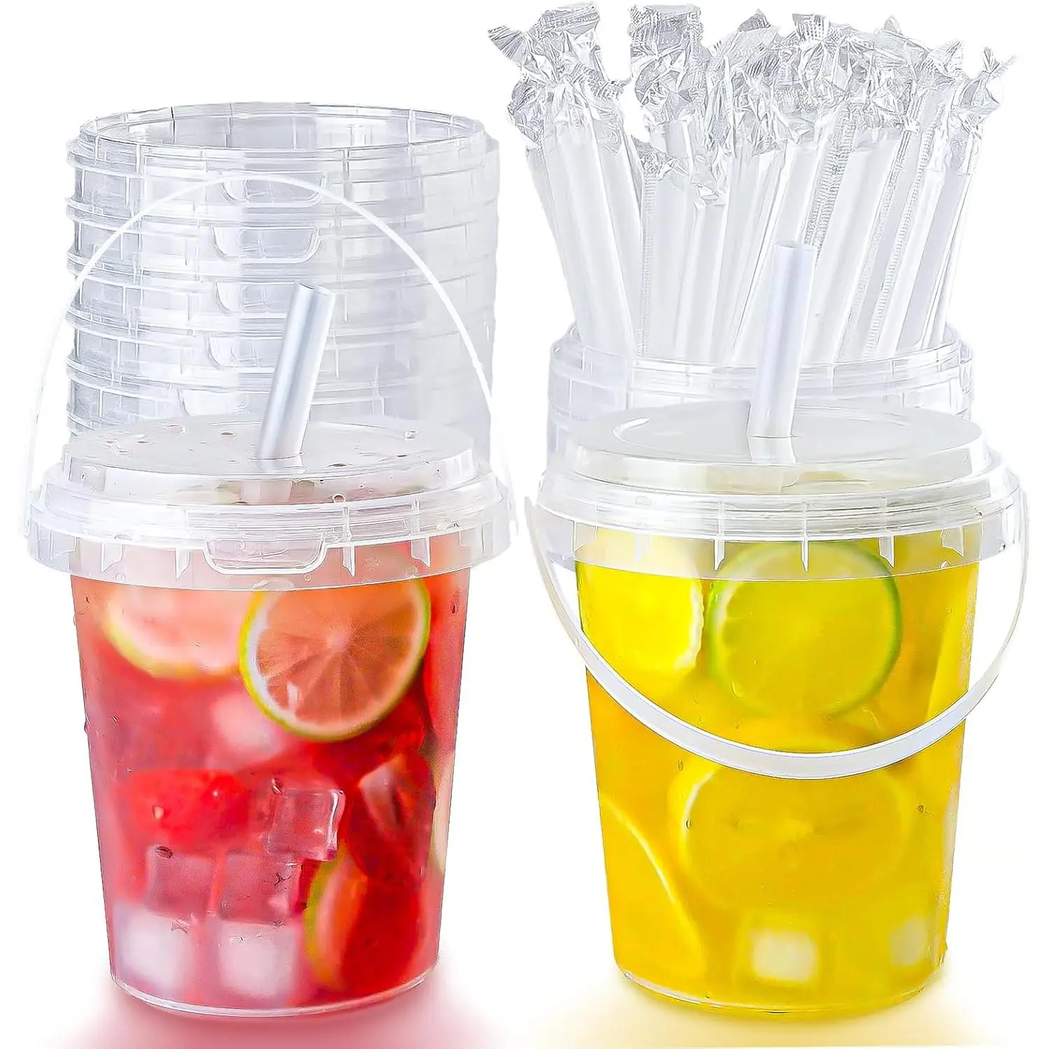 15 Sets of Reusable Plastic Cups with Lids and Straws, 34 oz Reusable for Outdoor Travel Beverage Packaging Pool Party Supplies Beach Party Supplies Picnic Supplies