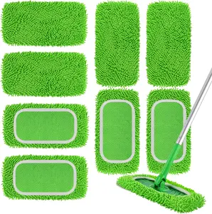 Reusable Microfiber Mop Pads Compatible with Swiffer Sweeper Mop, Wet and Dry Flat mop Cover, Replacement Sweeping Mopping pad Refills for Surface/Hardwood Floor Cleaning (8Pcs)