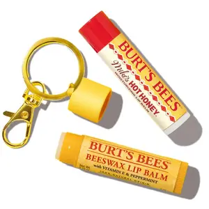 Burt's Bees Buzz On-The-Go Bundle - Mike's Hot Honey Lip Balm, Beeswax Lip Balm & Keychain - Moisturizing, 12-Hour