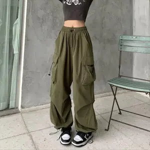 Women Streetwear Techwear Cargo Korean Harajuku Baggy Parachute Pants for Men Sweatpants Wide Leg Joggers Trousers Clothes Fabric Womenswear